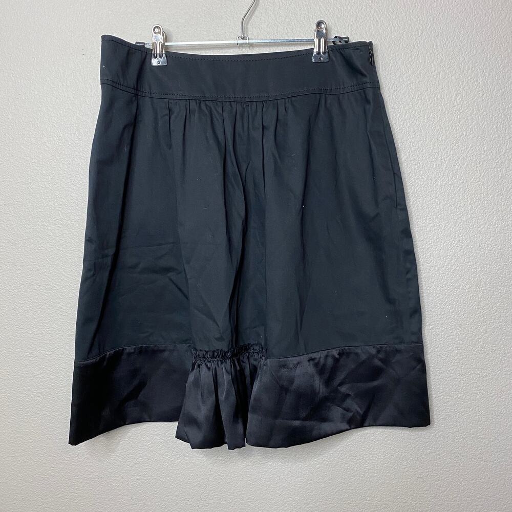Moschino Cheap and Chic Skirt Womens Size 8 Black Ruffle‎ Satin Hem Cotton Blend